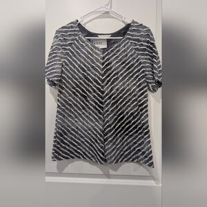 Christopher & Banks Blue and White Chevron Top